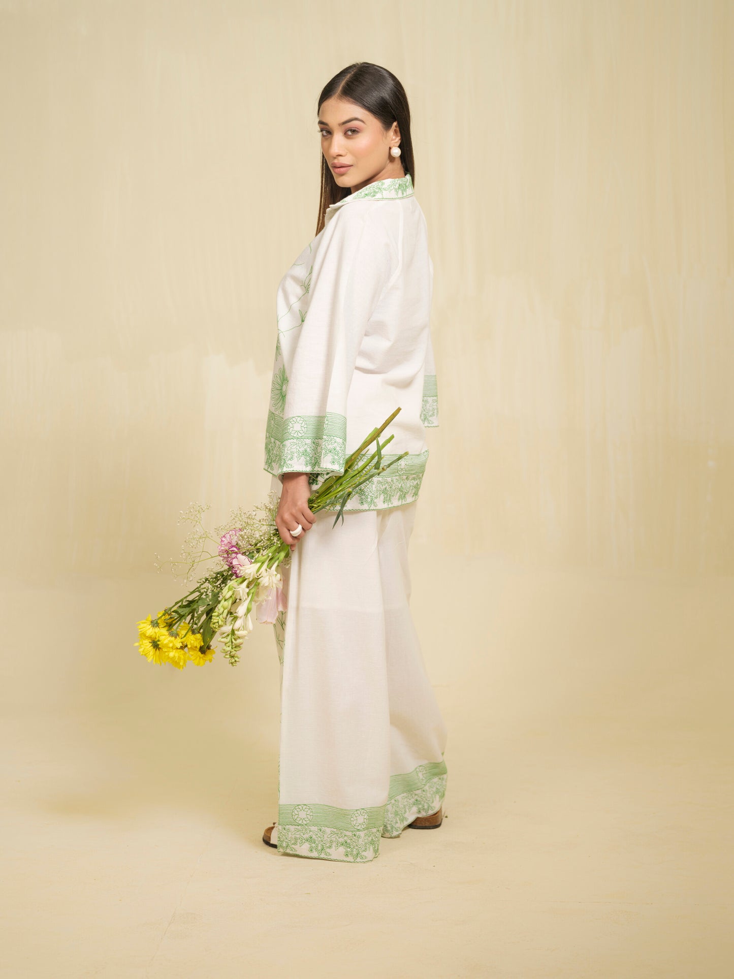 Garden Embroidered White Co-ord Set