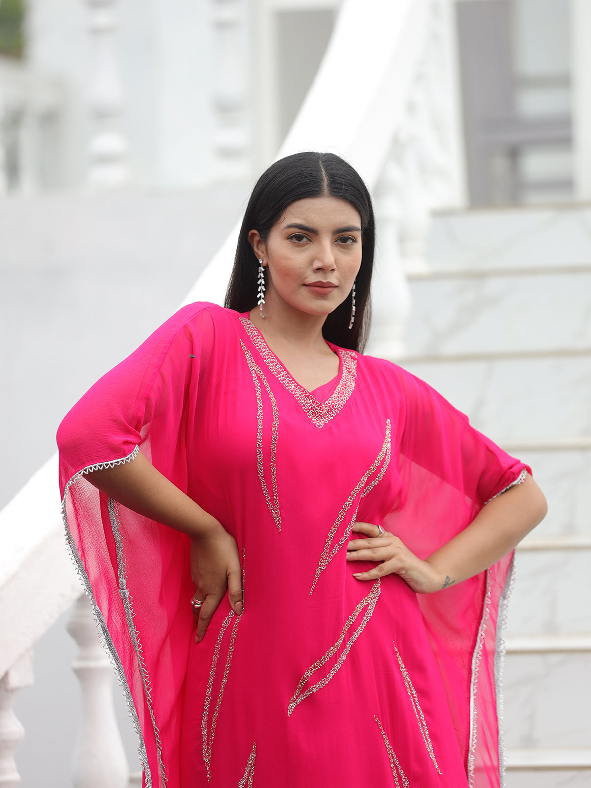 Fiery Rose Kaftan Dress