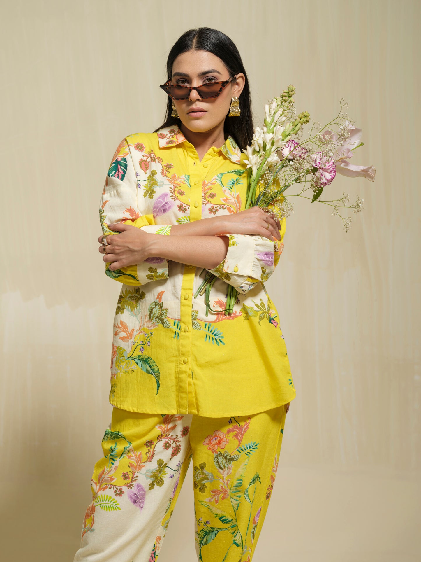 Floral Magic Yellow Printed Co-ord Set