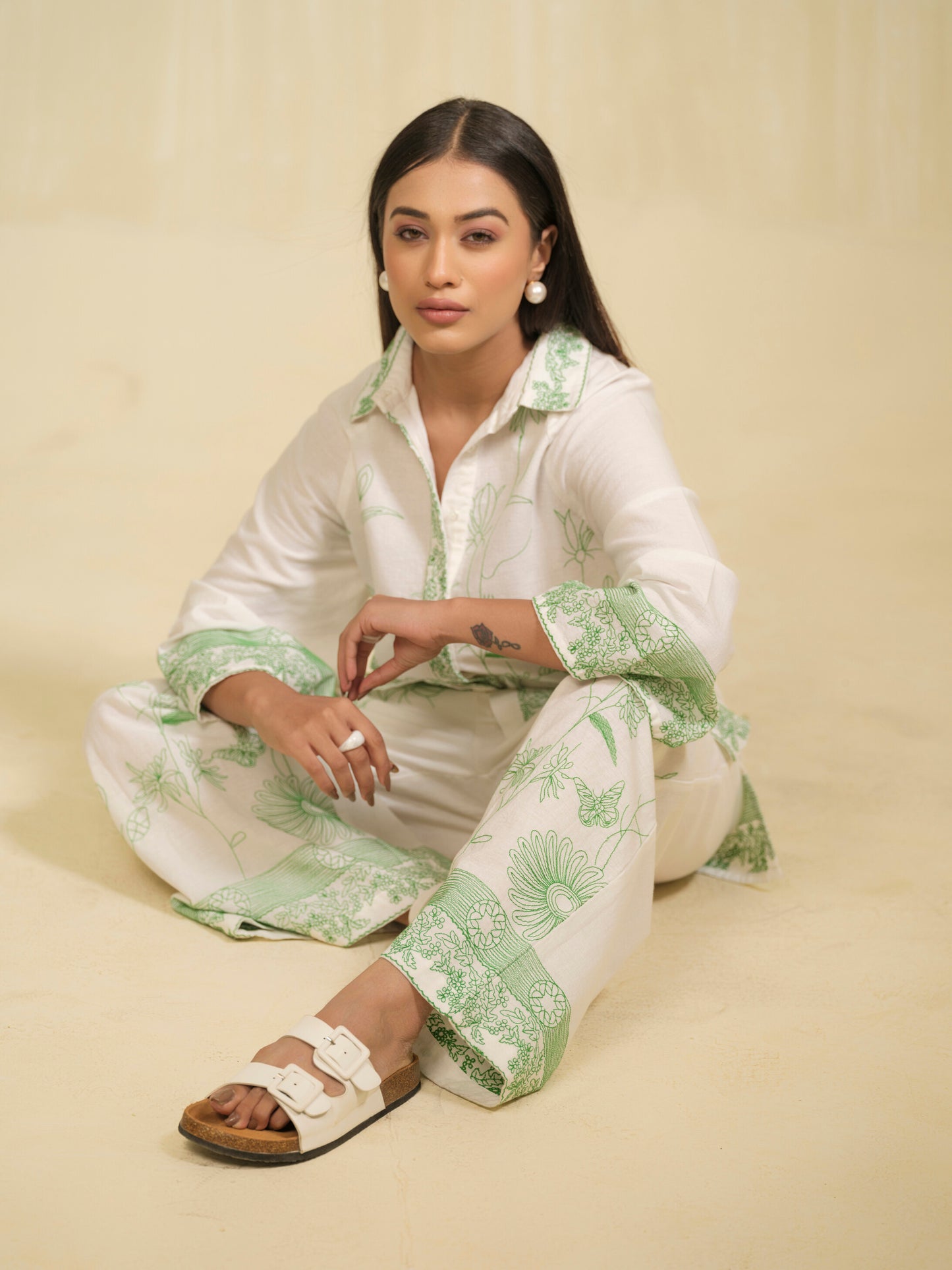 Garden Embroidered White Co-ord Set
