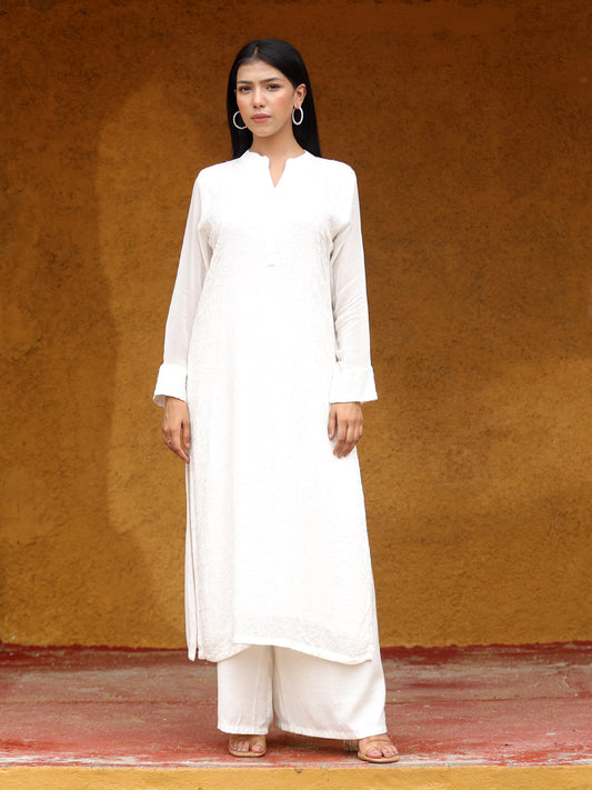 White Floral Sequin Suit