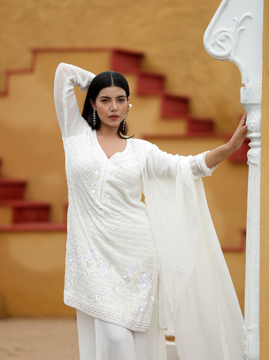 White Zardosi Embellished set