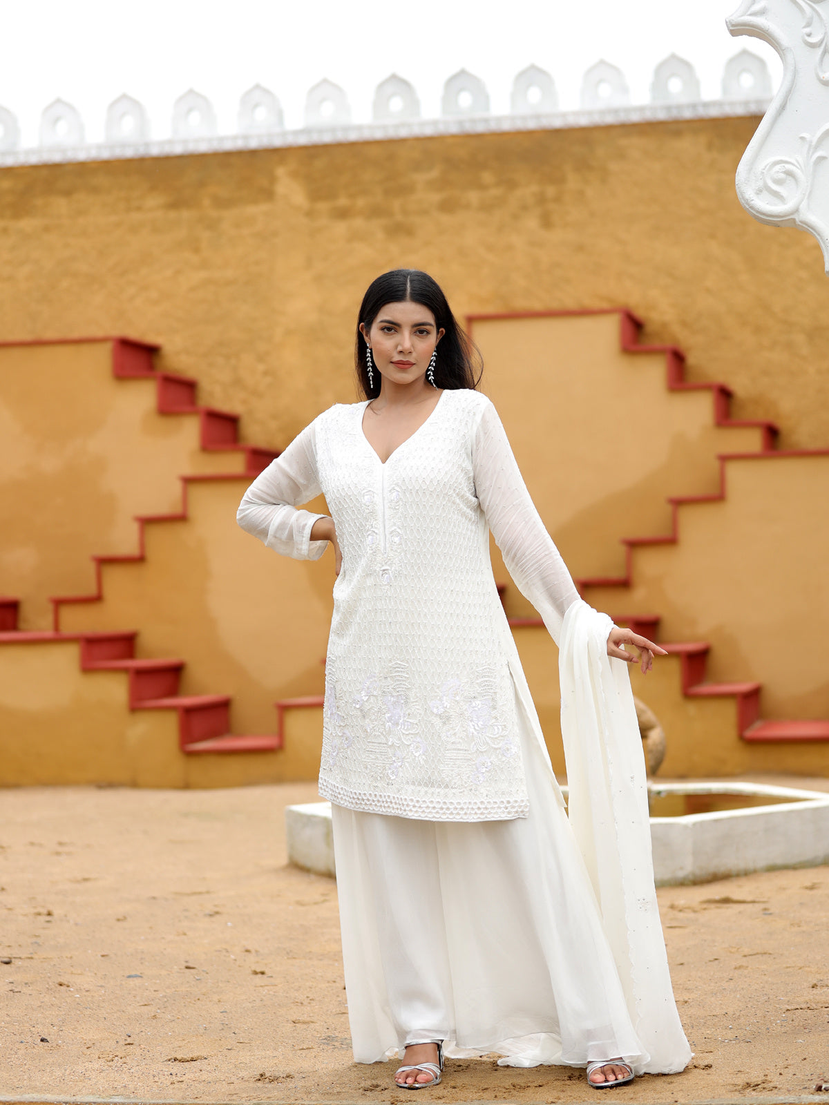 White Zardosi Embellished set