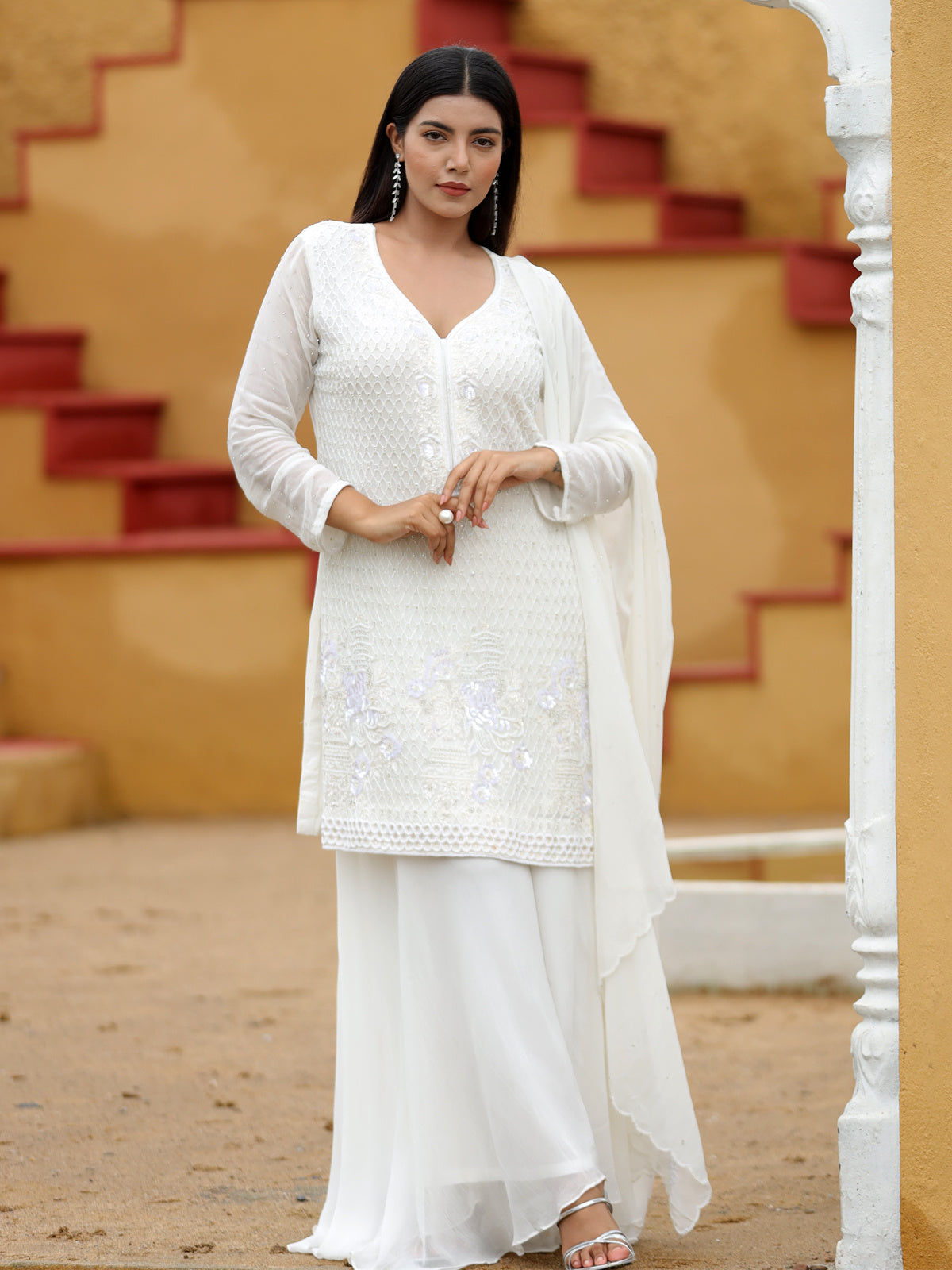 White Zardosi Embellished set