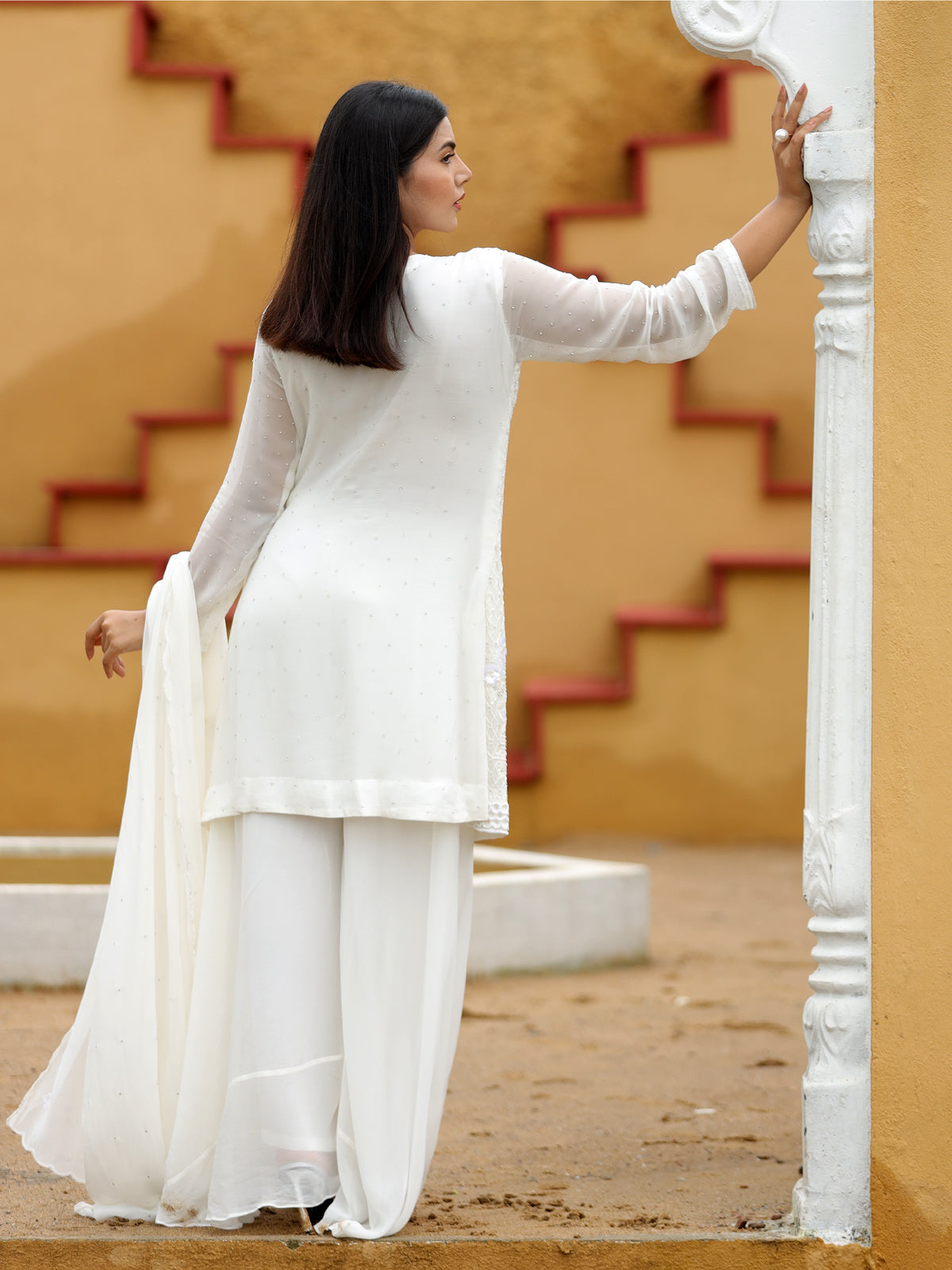 White Zardosi Embellished set