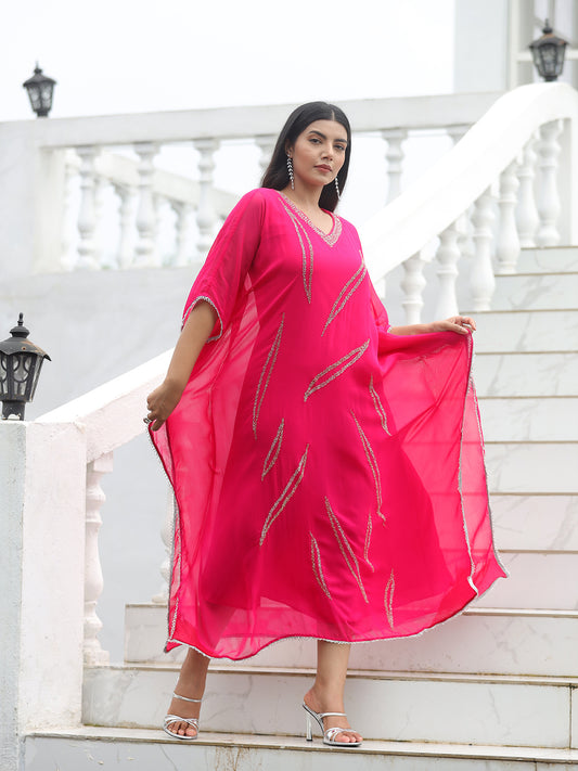 Fiery Rose Kaftan Dress