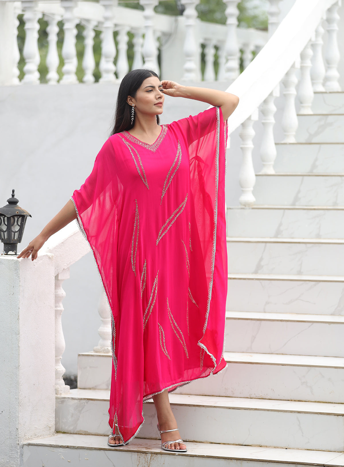Fiery Rose Kaftan Dress